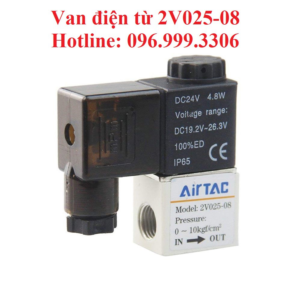 VAN ĐIỆN TỪ 2V025-08 KHÍ NÉN ( VAN 2/2 - 2 CỬA, 2 VỊ TRÍ - REN 13MM ) CUỘN COIL 24V , 220V GIÁ SỈ