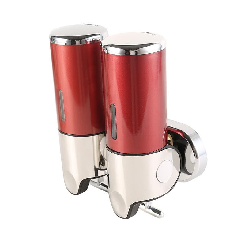 Hộp đôi (450mlx2) đựng nước rửa tay treo tường màu đỏ | BigBuy360 - bigbuy360.vn