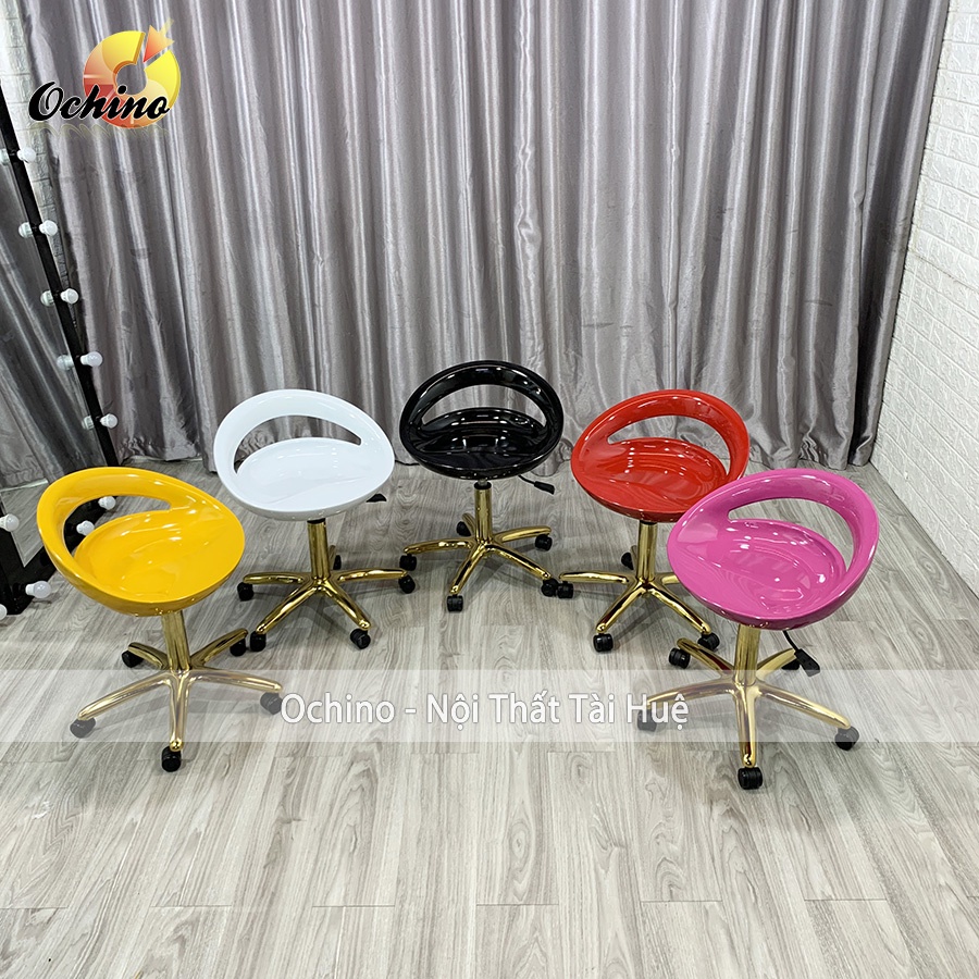 Ghế Trang Điểm Xoay, Ghế Spa Phun Săm Mẫu Nhựa Khoét lỗ Chân Vàng Sao Cao Cấp (Hình Thật Shop Chụp)