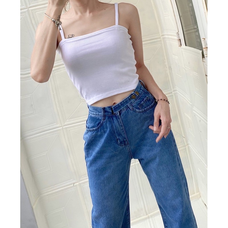 (Bigsize) Áo hai dây, áo hai dây sợi bún croptop đa năng [Hình thật