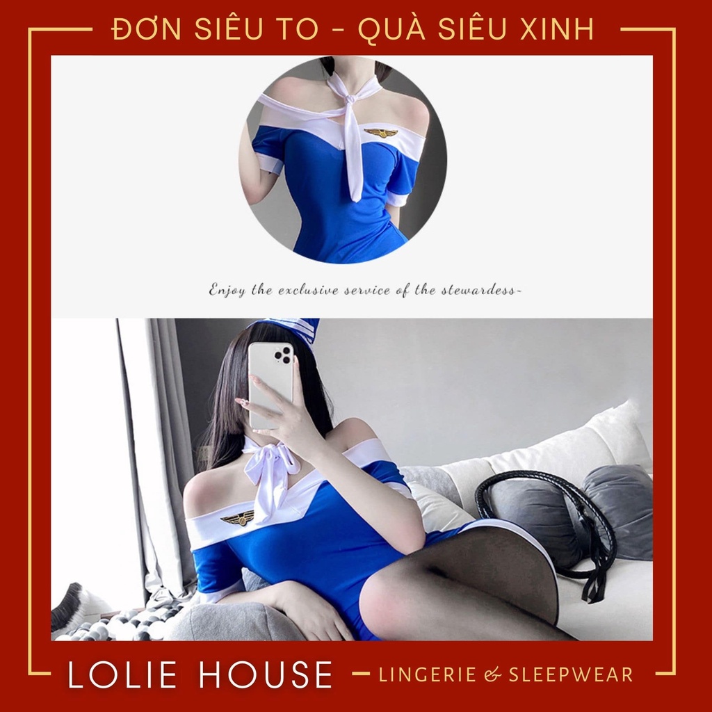 Cosplay tiếp viên hàng không sexy dáng váy đầm ngủ body cosplay cơ trưởng LOLIE HOUSE - CP48