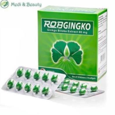 Viên Hoạt Huyết Dưỡng Não Robgingko Giúp Bổ Não Tăng Cường Lưu Thông Máu Não. Hộp 100V