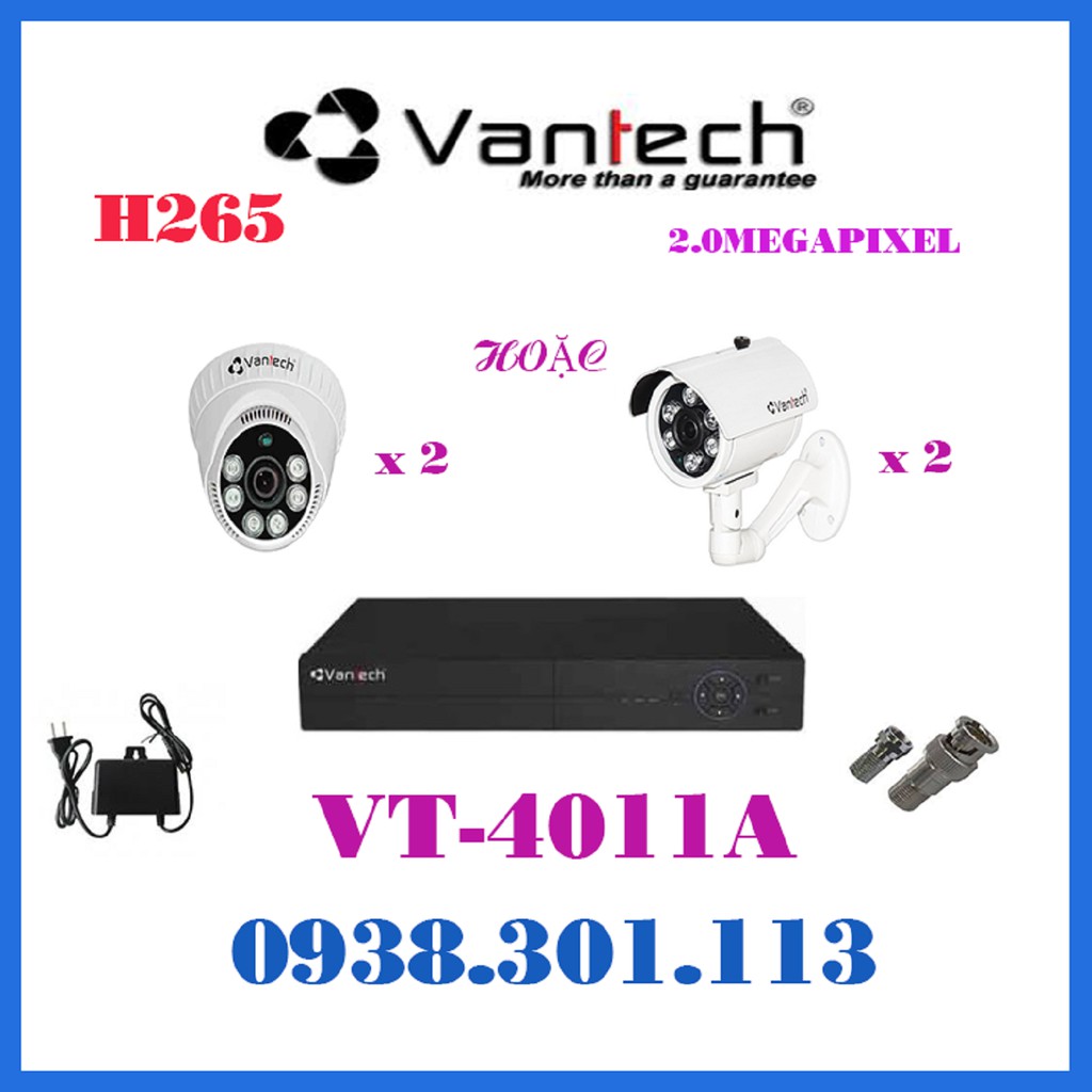 BỘ 2CAMERA  2.0  VANTECH H265 CHƯA KÈM Ổ CỨNG