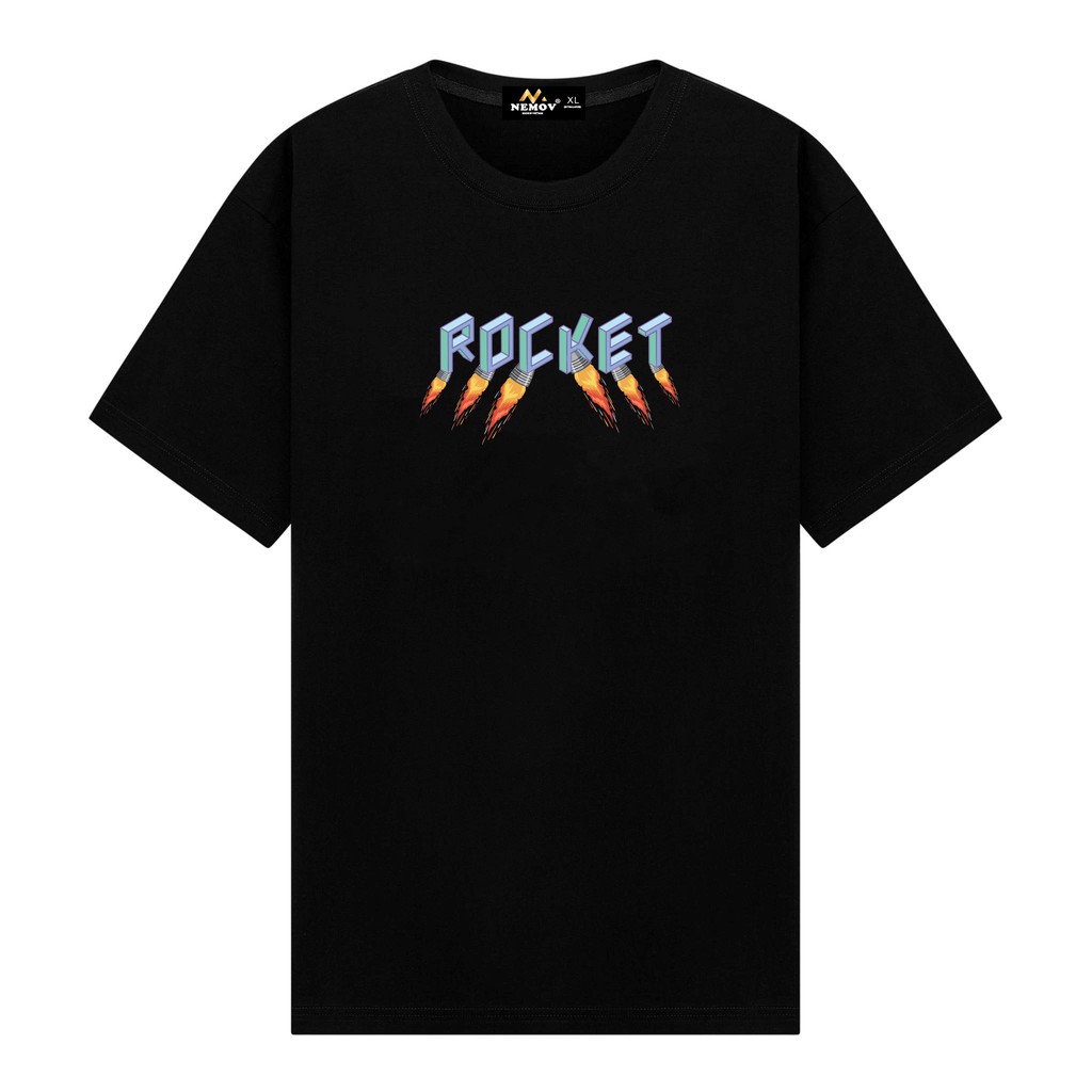 Aó thun tay lỡ phông form rộng dáng Unisex – Nemov. Vải cotton 100% dày, mềm, siêu mát, in chữ ROCKET NE031 | BigBuy360 - bigbuy360.vn