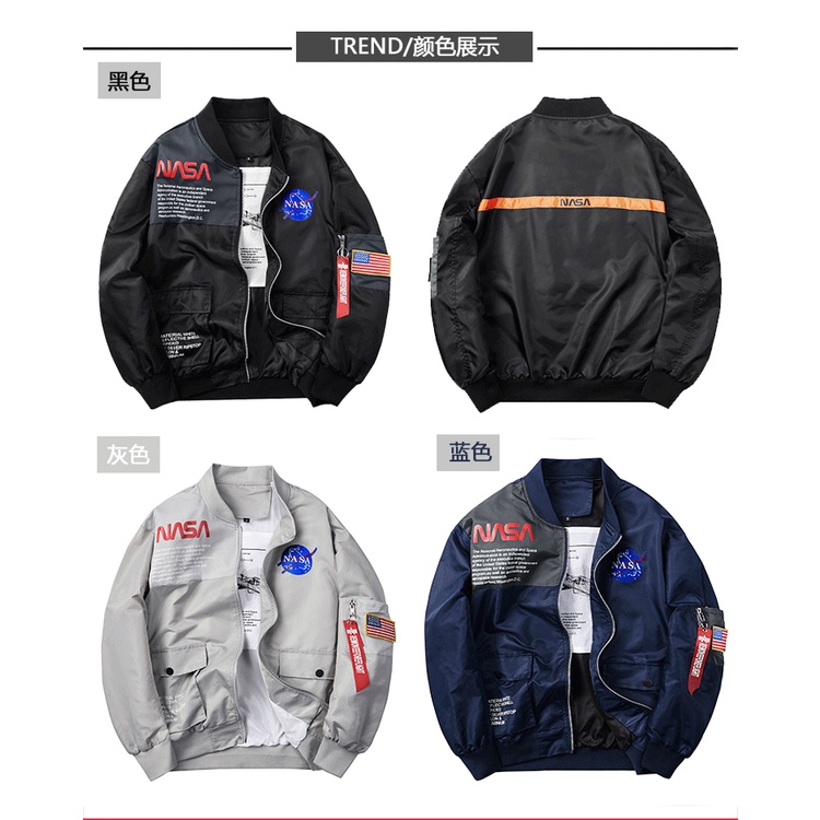 Áo Khoác Bomber In Hình Phi Hành Gia Nasa Co-Branded ma1 Cá Tính Cho Nam Và Nữ Áo Khoác Phong Cách Châu Âu 1 Trong 1 Chất Lượng Cao