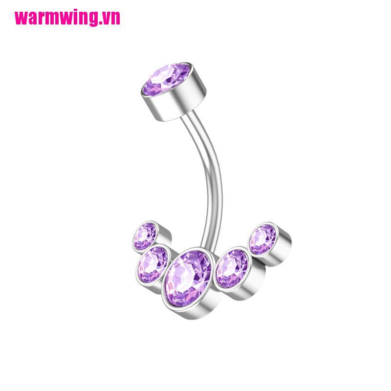 Khuyên Rốn Bằng Thép Không Gỉ Đính Đá Pha Lê 14G