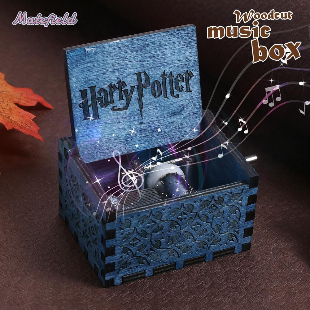 Hộp Nhạc Bằng Gỗ Khắc Chữ Phong Cách Harry Potter