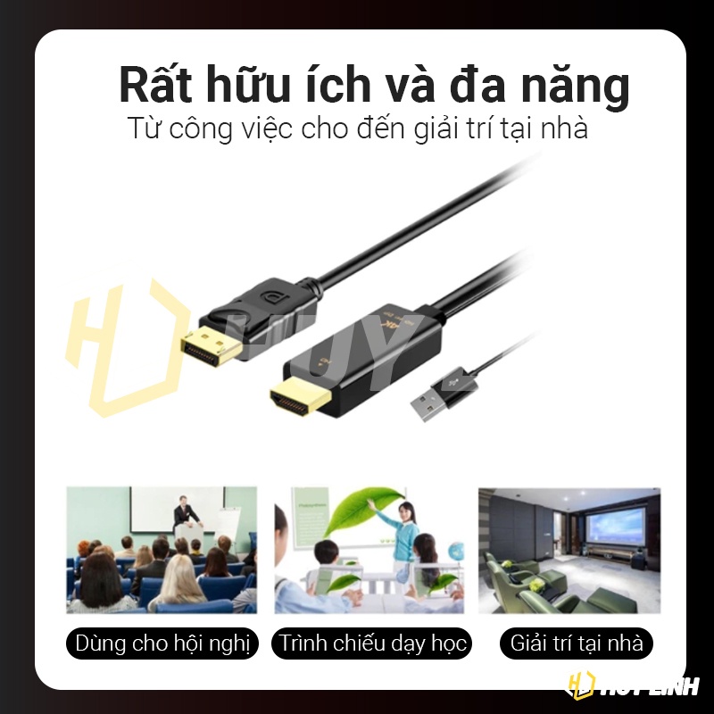 Cáp chuyển đổi tín hiệu từ HDMI to Displayport 1.8M hỗ trợ 4K60HZ H147