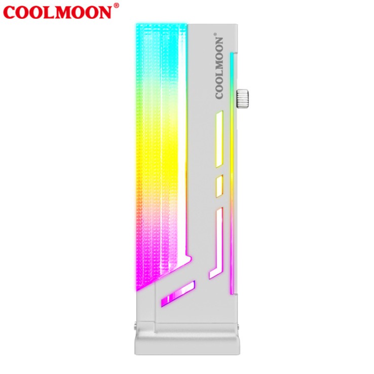 Đỡ Chống Xệ VGA Coolmoon Dạng Cột Tích Hợp Led ARGB Đồng Bộ Mainboard, Hub Coolmoon, Màu Trắng