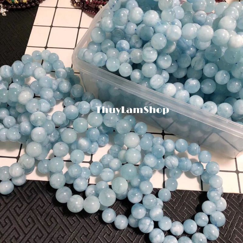Vòng tay đá(Aqua) xanh dương 8li 10li 12li nhạt