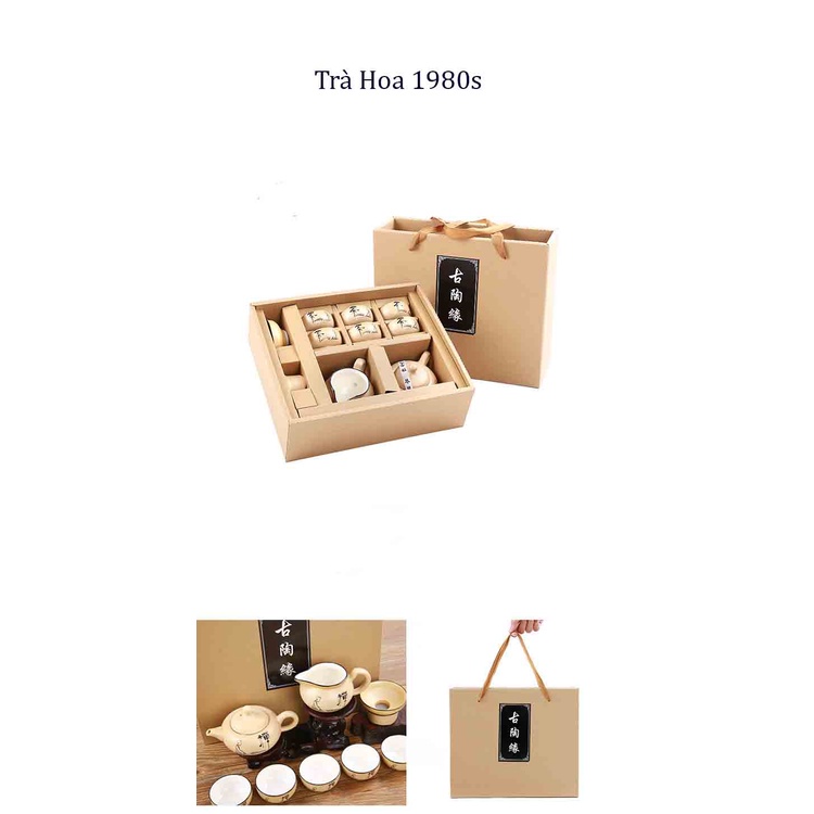 Bộ Ấm Trà Gốm Sứ Tráng Men Sương Mai  Kèm Hộp Quà Tặng.
