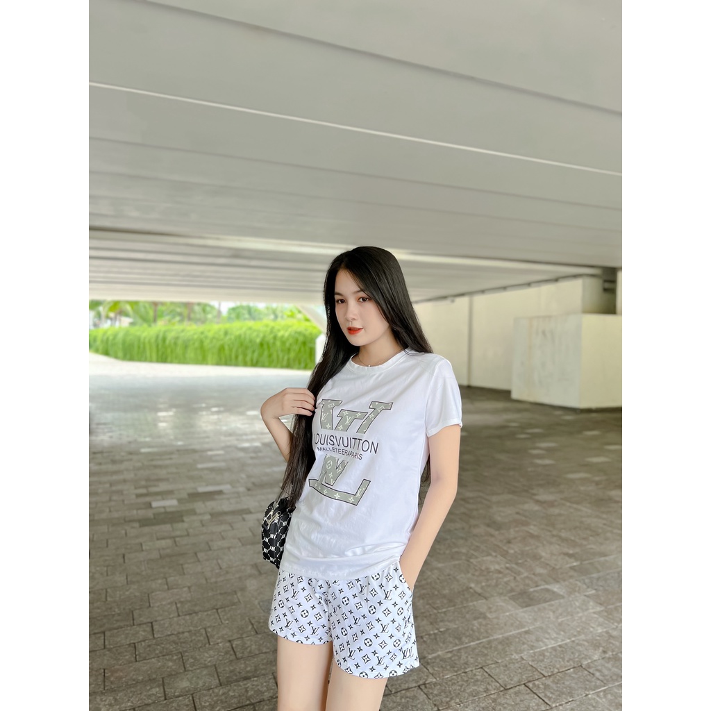 ĐỒ BỘ LV VNXK HỌA TIẾT TRẮNG ĐEN - COTTON 100% 4C FORM CHÂU ÂU