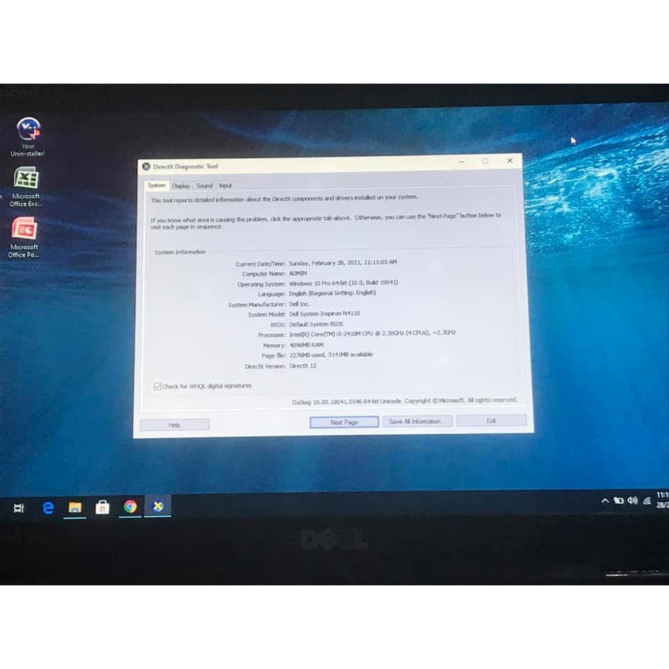 Laptop Dell Inspiron N4110 cũ Core i5 2410M Ram 4g Ssd 120g màn 14.1"
