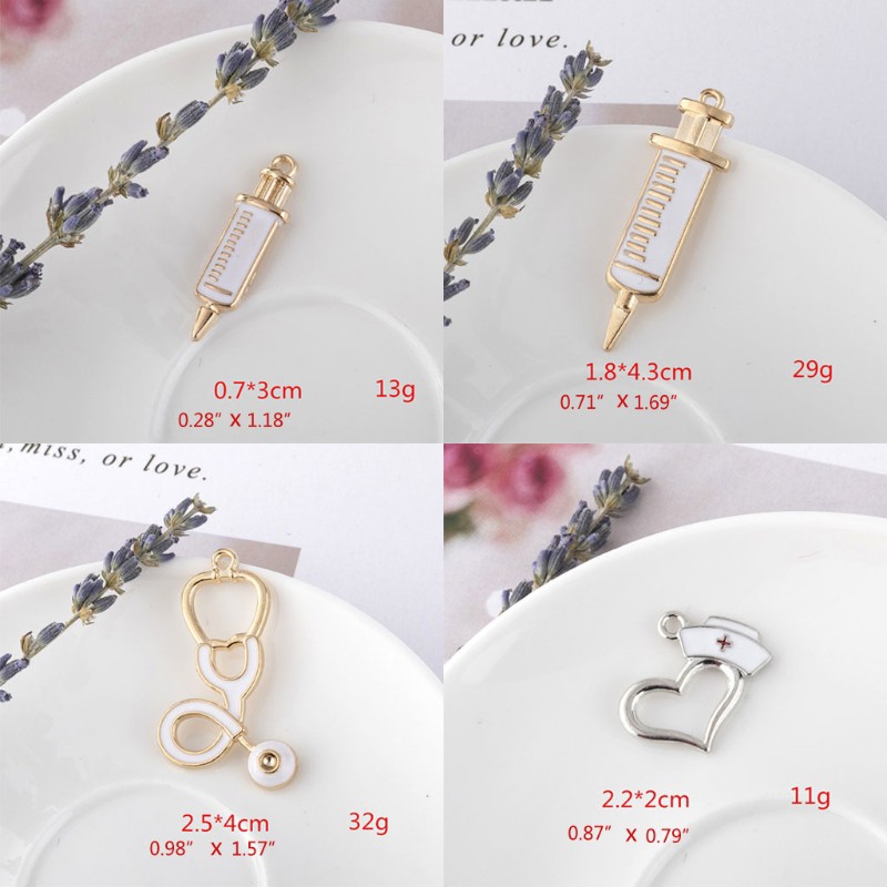 Set 9 Mặt Dây Chuyền Hình Ống Tiêm Y Tế Diy