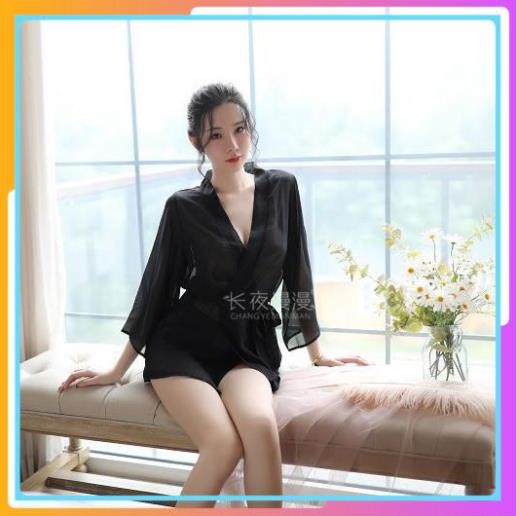 Áo Choàng Đi Biển Kiểu Dáng Kimono Kèm Đai Thắt Eo Chất Voan Cát Xuyên Thấu, Áo Choàng Ngủ Sexy Cosplay - ACVT005 | BigBuy360 - bigbuy360.vn