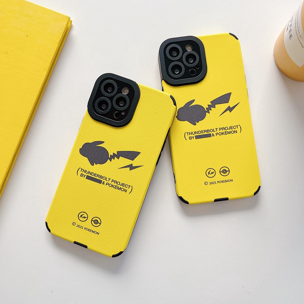 Ốp Điện Thoại Màu Vàng Họa Tiết Hoạt Hình Pikachu Thời Trang Chống Sốc Cho iPhone 14 / 13 / 12 / 11 / X / 8 / 7P