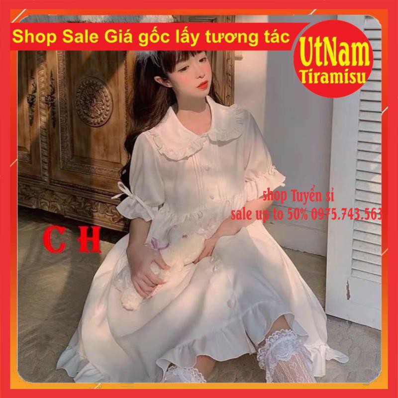 (HÀNG SẴN) VÁY BABY DOLL TRẮNG PHONG CÁCH LOLITA CỔ BẺ NƠ TAY🎎 VÁY CÔNG CHÚA DỰ TIỆC SIÊU XINH  ĐẦM DÁNG DÀI | BigBuy360 - bigbuy360.vn