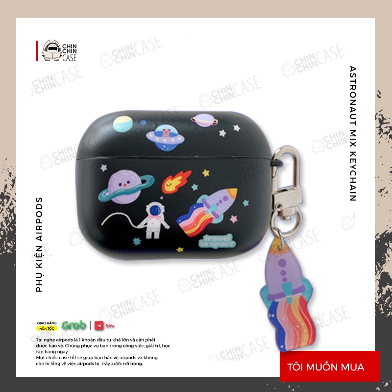 Vỏ Case Airpod Bảo Vệ Hộp Đựng Tai Nghe Airpods Astronaut Siêu Đẹp Bằng Nhựa Cứng Chống Bám Bẩn - Chinchin Case