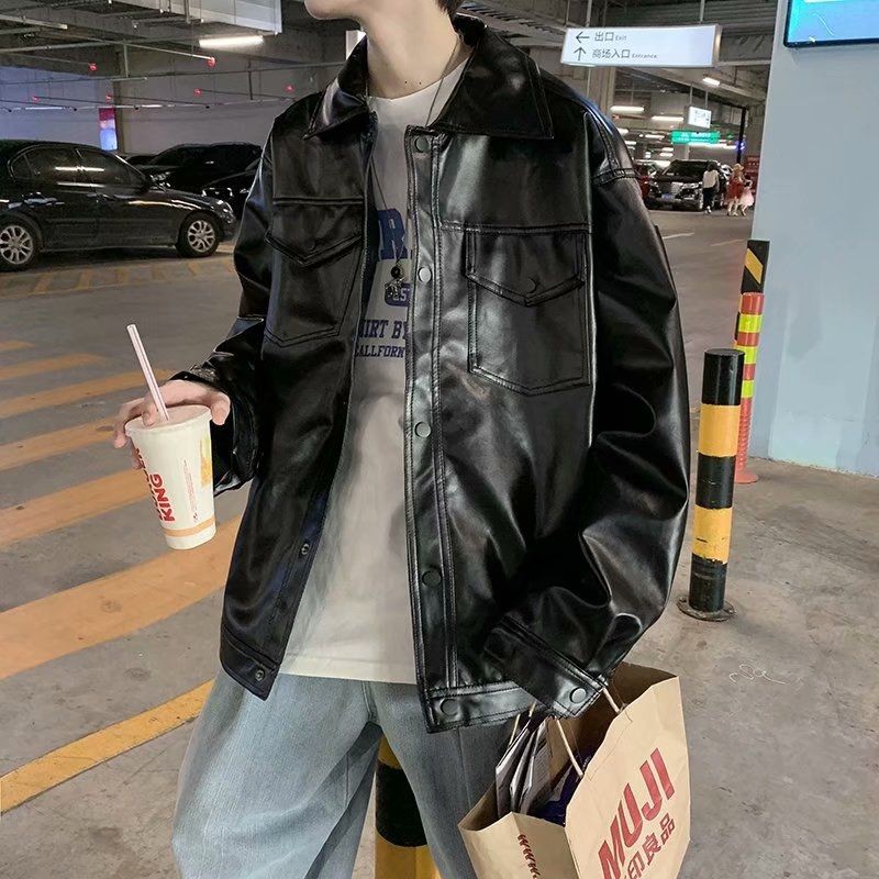 Áo khoác da trơn unisex