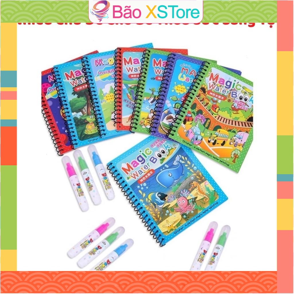 Sách Tô Màu Nước Ma Thuật Cho Bé, Sổ Tập Tô Có Màu (Tặng Kèm Bút) - Bão XStore