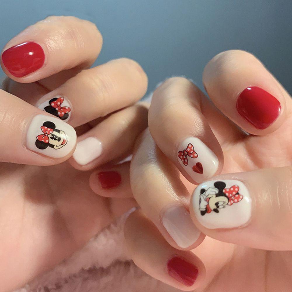 OCEANMAP Miếng Dán Trang Trí Móng Tay Tự Dính Họa Tiết Chuột Mickey Hoạt Hình Dành Cho Trẻ Em