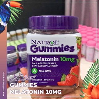 Kẹo ngủ Melatonin Natrol vị dâu Gummies kẹo dẻo ngủ Natrol Melatonin Sleep 10mg 90 viên và 180 viên