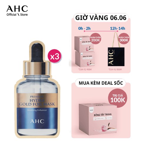 Mặt Nạ Vàng Chống Lão Hóa AHC Premium Hydra Gold Foil Mask (25ml x 3 Miếng)