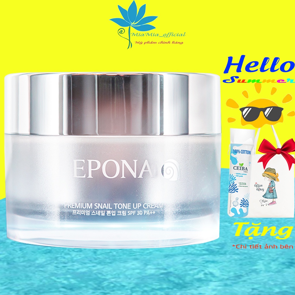 Kem Dưỡng Trắng EPONA Ốc Sên Nâng Tone Mỏng Nhẹ Tự Nhiên Chống Nắng Epona Premium Snail Tone Up Cream SPF 30 PA++  50ml