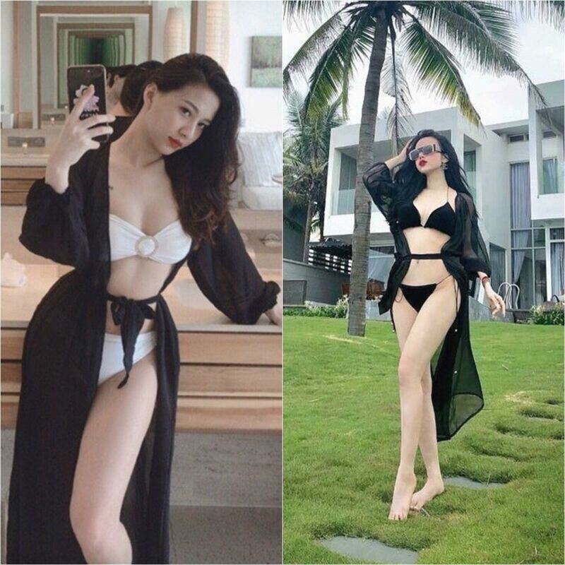 Áo choàng đi biển chất voan đẹp dáng dài - Hàng Quảng Châu