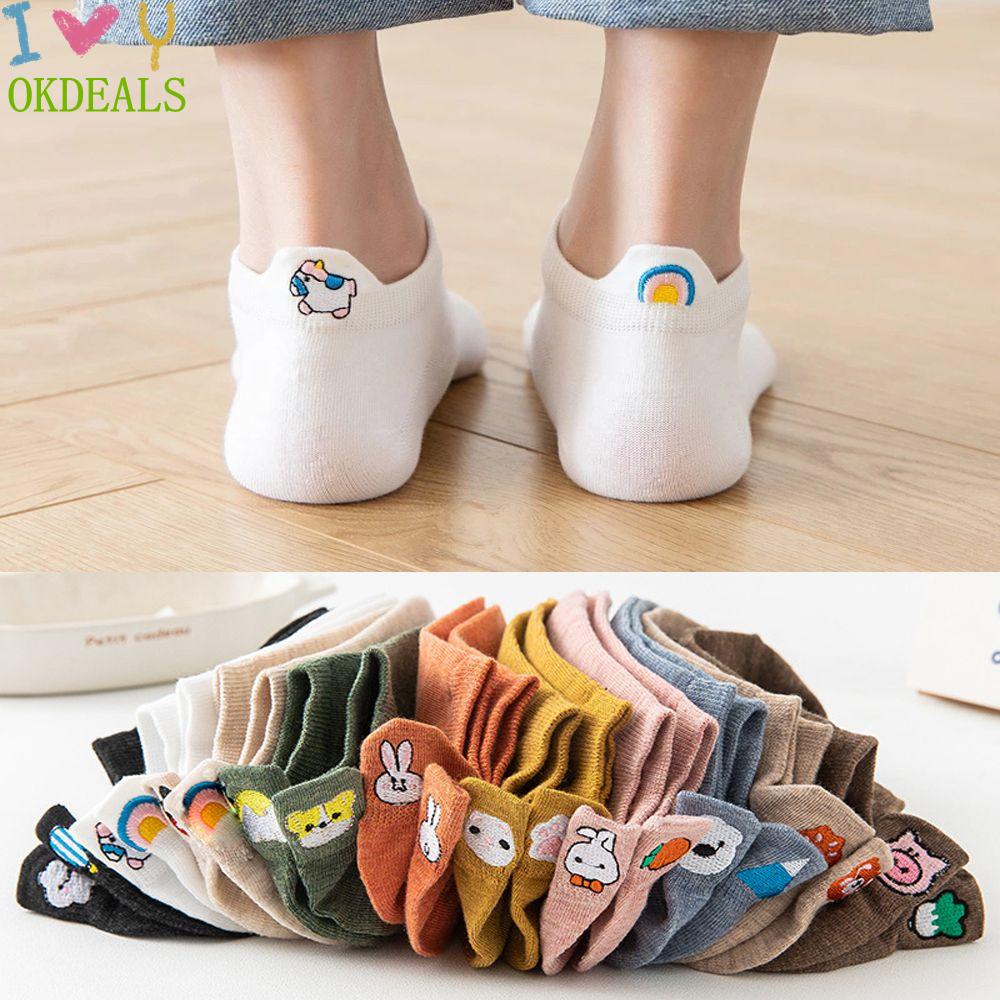 Tất cotton thêu hình thỏ cà rốt hoạt hình đáng yêu dành cho nữ