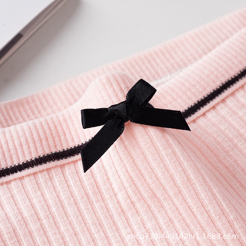 Bộ 10 Quần lót nữ cotton gân tăm viền đen phối nơ quyến rũ siêu xinh - Quần chip nữ