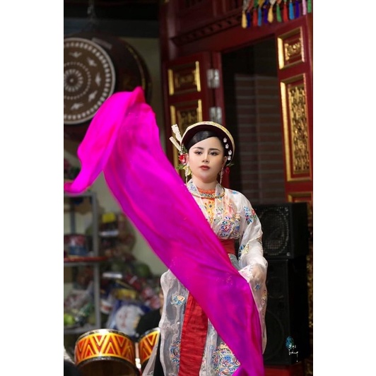 Khăn áo hầu đồng - khăn múa Cô Bơ , Cô Chín . dải lụa múa cô vải voan
