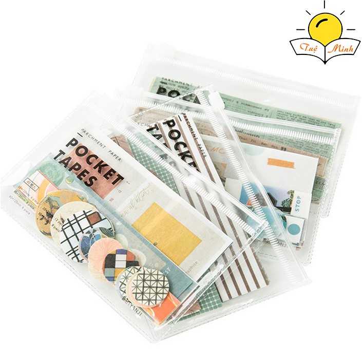 Set túi zip 40 ảnh Sticker dán Vintage, Bộ Sticker Post card trang trí sổ tay, điện thoại, laptop