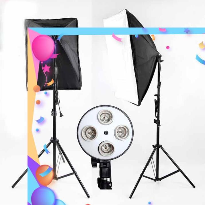 Bộ Đèn Studio Chụp Ảnh Sản Phẩm Chân Đèn 2m Kèm Softbox 50x70 Hỗ Trợ Sáng, Có Thể Mua Kèm Bóng 150W