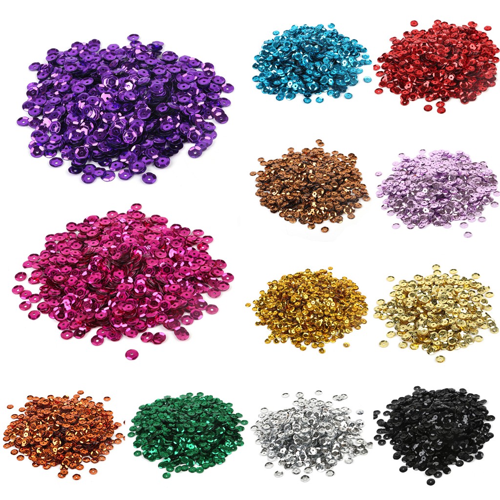 Set 1200 hạt kim sa tròn 6mm nhiều màu sắc lấp lánh chuyên dụng trang trí quần áo làm thủ công diy