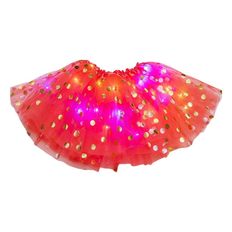 Chân Váy Xòe Tutu Phối Lưới Co Giãn Có Đèn LED Cho Bé Gái Tập Múa Ba Lê