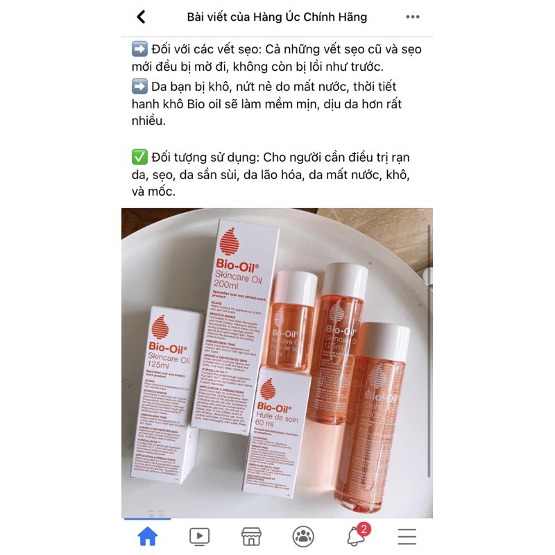 Dầu dưỡng giảm rạn da, ngừa sẹo Bio Oil Úc