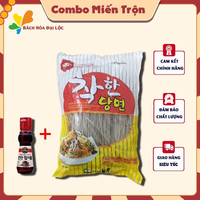 Combo Miến Trộn  1 Kg Miến Khoai Lang Hàn Quốc GOOD DANGMYUN + 110ML Dầu Mè Hàn Quốc