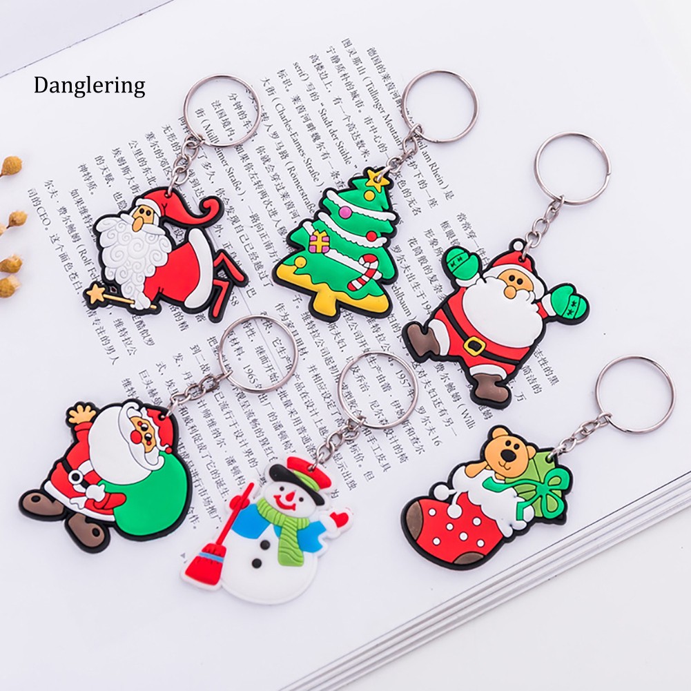 Bộ 2 móc khóa trang trí hình ông già Noel cây thông gấu và người tuyết