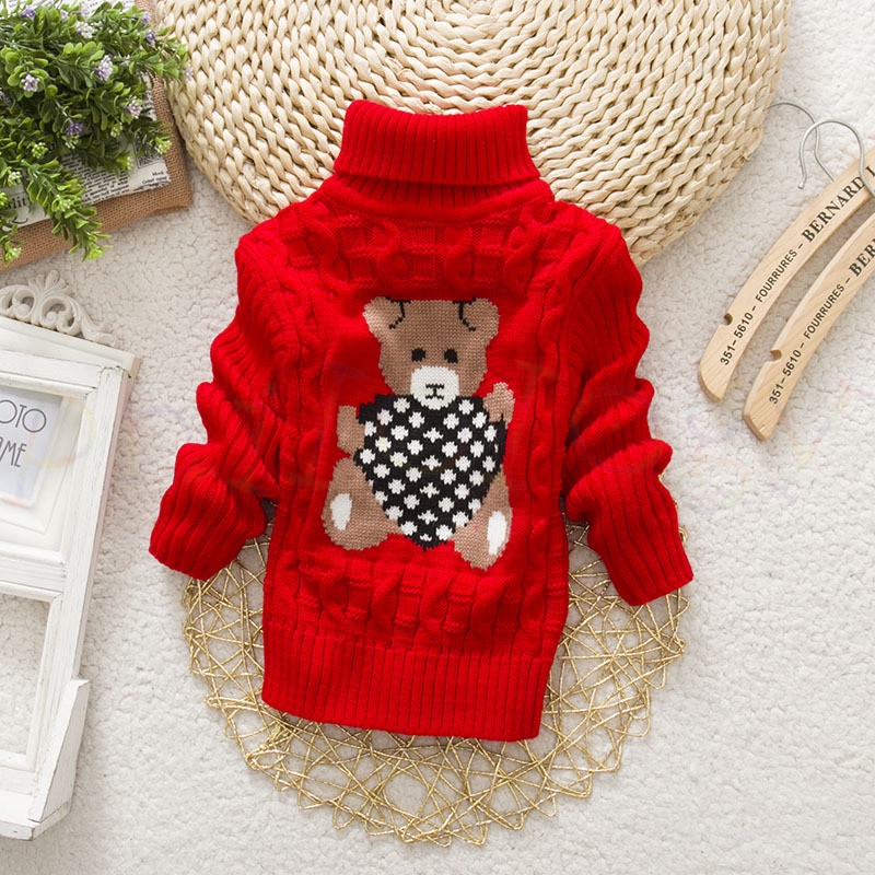 Áo Len Cổ Lọ Hình Gấu teddy Cho Bé Trai Và Bé Gái