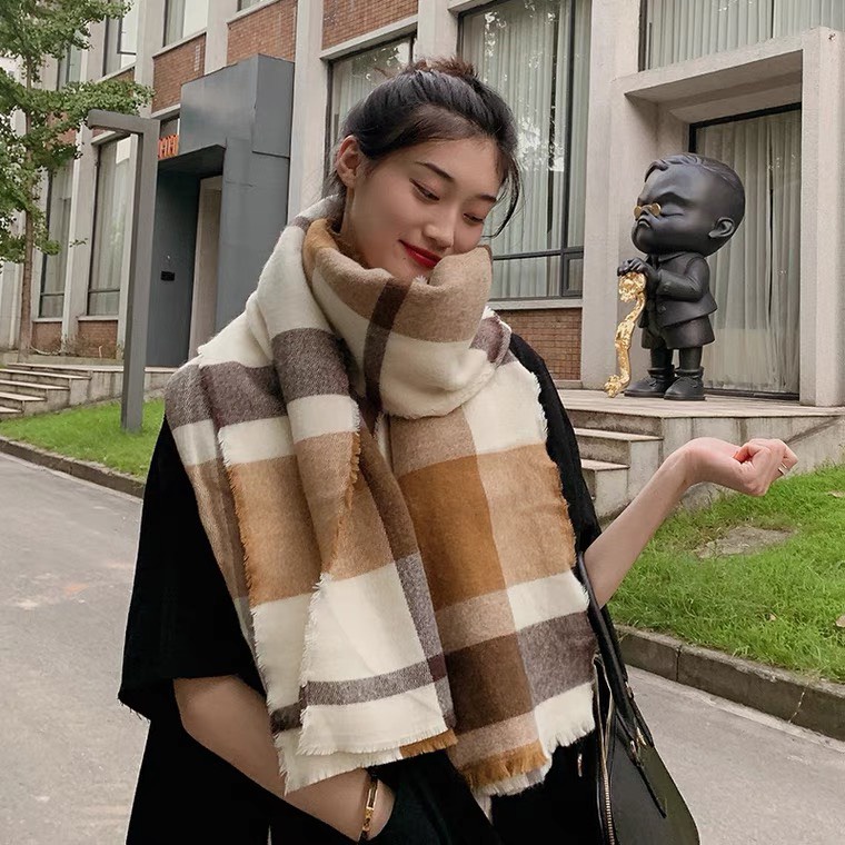 Khăn len, khăn choàng cổ nữ Cashmere cao cấp sang chảnh phong cách Hàn Quốc