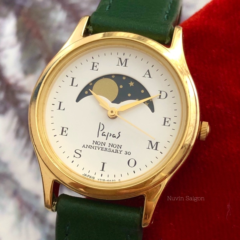 Đồng hồ si nhật nữ trăng sao Papas