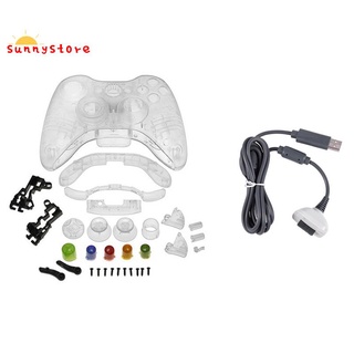Microsoft vỏ bảo vệ trong suốt kèm cáp sạc usb cho tay cầm chơi game xbox 360
