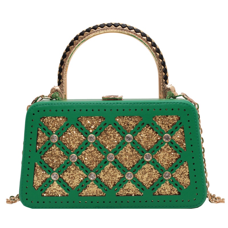 Túi Hộp Đeo Chéo Đính Kim Cương Giả Thời Trang Dành Cho Nữ