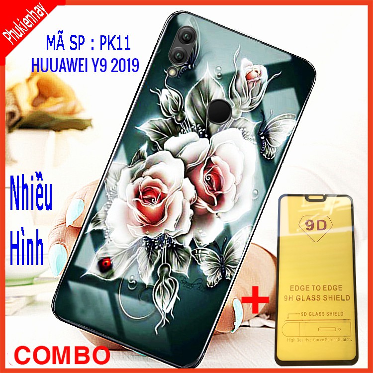 COMBO ỐP LƯNG HUAWEI Y9 2019 (ốp lưng kính 3D + tặng kèm cường lực 9D full màn hình)