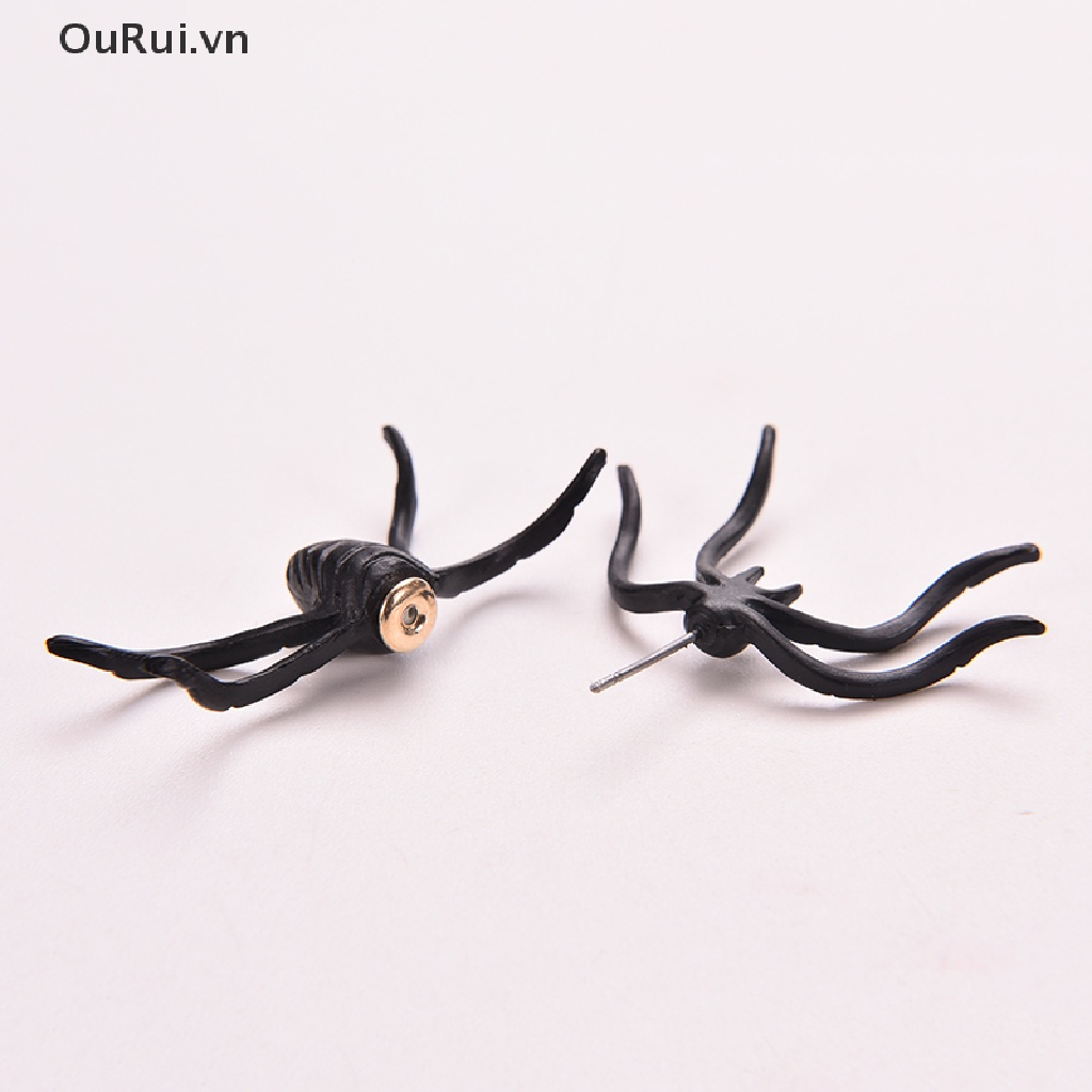 {RUI} Khuyên Tai Hình Nhện Đen Thời Trang Mới Hai Phần Sang Trọng {OuRui.vn}