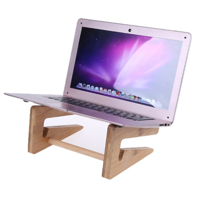 Alli Laptop Holder Keyboard Detachable Desk Stand Wooden Mount Foldable Portable for Apple Macbook Tablet PC Notebook 15&quot;-17&quot;