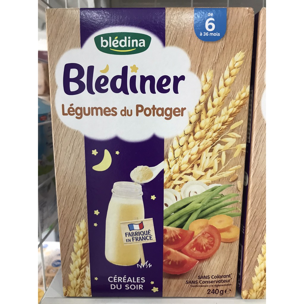 Bột Pha Sữa Bledina ban đêm vị gạo & rau củ 240g cho bé từ 6-36 tháng tuổi