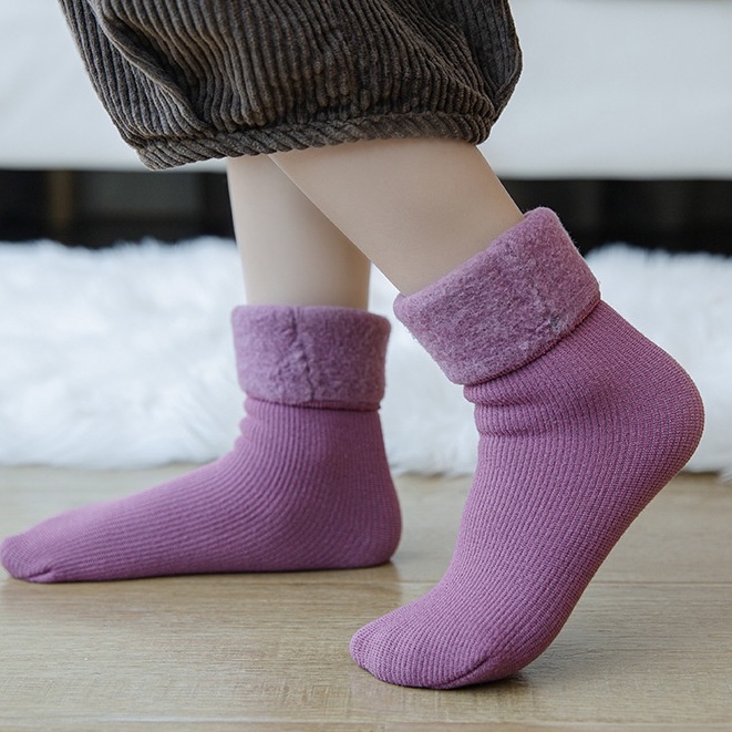 Tất trẻ em lót lông, vớ cho bé cổ cao lót nỉ siêu ấm phong cách Hàn Quốc