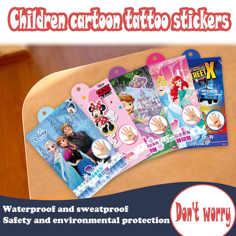 Bộ 4 miếng dán hình xăm công chúa Disney xinh xắn cho bé